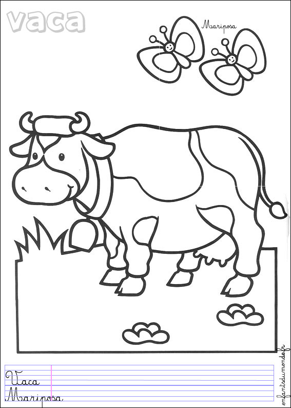 coloriage vache 4 .. Coloriages Animaux de la ferme en espagnol